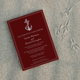 Faire-part de mariage d'Ancre Nautique rouge