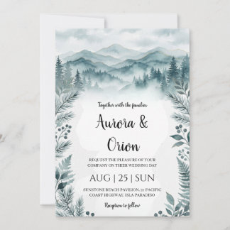 faire-part de mariage dans les montagnes fumées