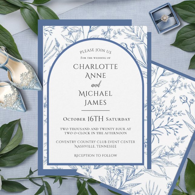 Faire-part de mariage d'aquarelle à cadre floral b (Créateur téléchargé)
