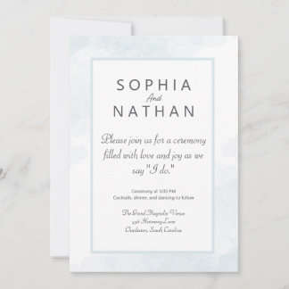 Faire-part de mariage d'aquarelle bleu minimaliste
