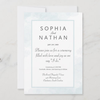 Faire-part de mariage d'aquarelle bleu minimaliste