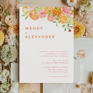Faire-part de mariage d'aquarelle Citrus
