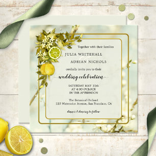Faire-part de mariage d'aquarelle Citrus Lemon Orc