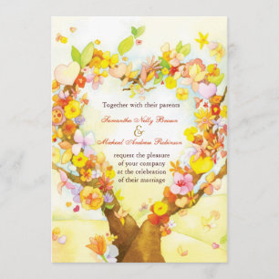 Faire-part de mariage d'aquarelle d'arbre de coeur