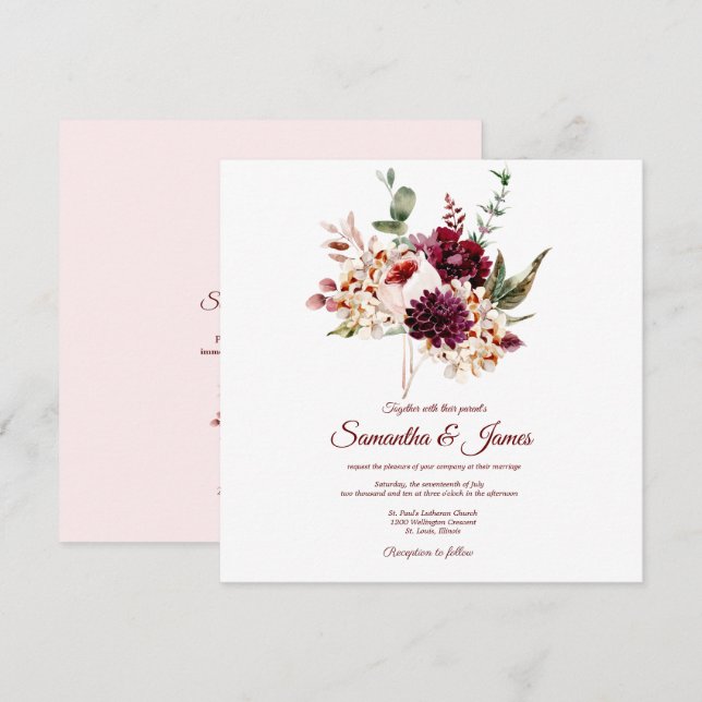 Faire-part de mariage d'aquarelle d'automne (Devant / Derrière)