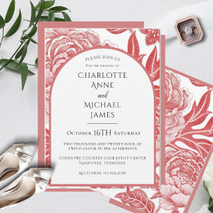 Faire-part de mariage d'aquarelle de cadre de fleu