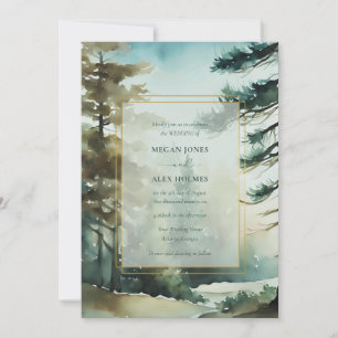 Faire-part de mariage d'aquarelle de la forêt de p