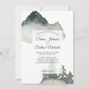 Faire-part de mariage d'aquarelle de montagne rust