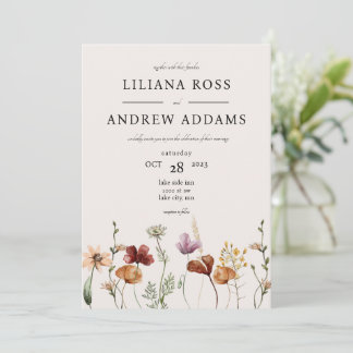 Faire-part de mariage d'aquarelle Fleur sauvage au