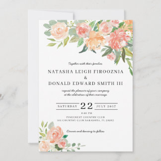 Faire-part de mariage d'aquarelle florale