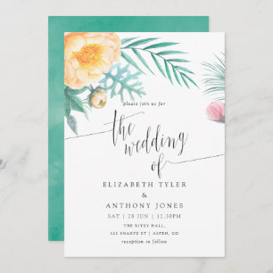 Faire-part de mariage d'aquarelle florale de la Mo