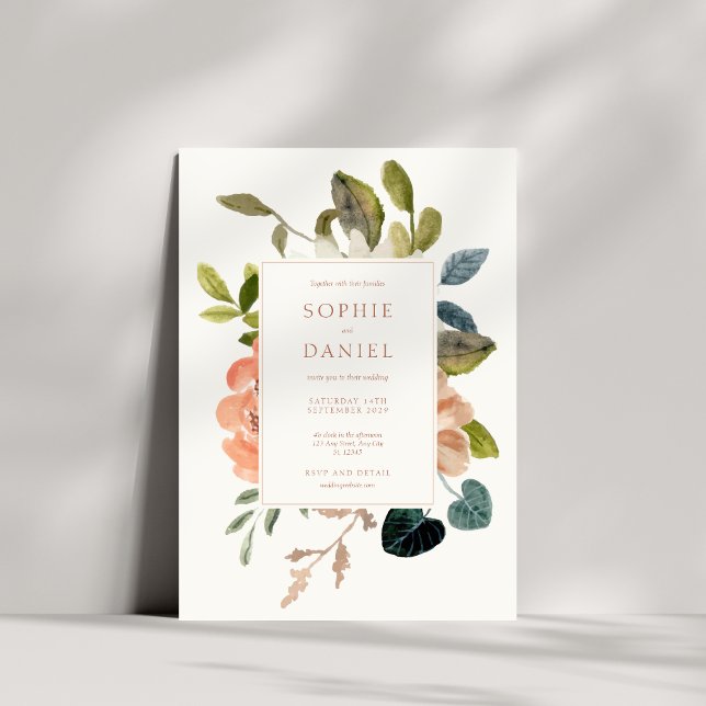 Faire-part de mariage d'aquarelle florale doux (Créateur téléchargé)