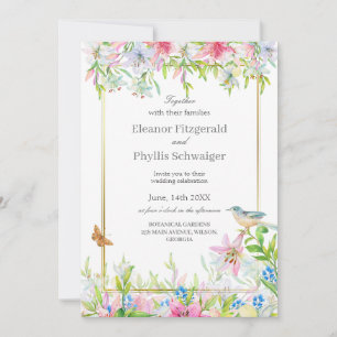 Faire-part de mariage d'aquarelle Lilies