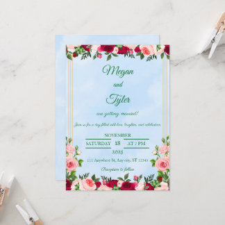 Faire-part de mariage d'aquarelle romantique