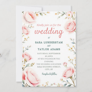 Faire-part de mariage d'aquarelle romantique