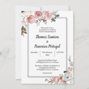 Faire-part de mariage d'aquarelle Rose et chardon