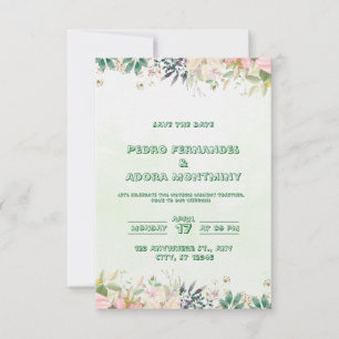 Faire-part de mariage d'aquarelle verte