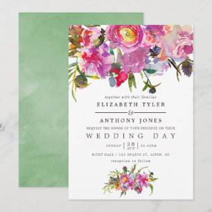 Faire-part de mariage d'aquarelle vintage Pink Peo