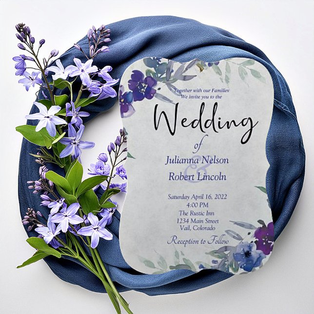 Faire-part de mariage d'aquarelle violet et bleu (Créateur téléchargé)