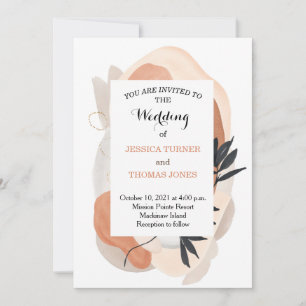 Faire-part de mariage d'aquarelle Wabi Sabi