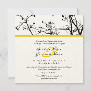 Faire-part de mariage d'arbre d'hiver noir et blan