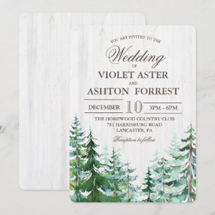 Faire-part de mariage d'arbre forestier rustique