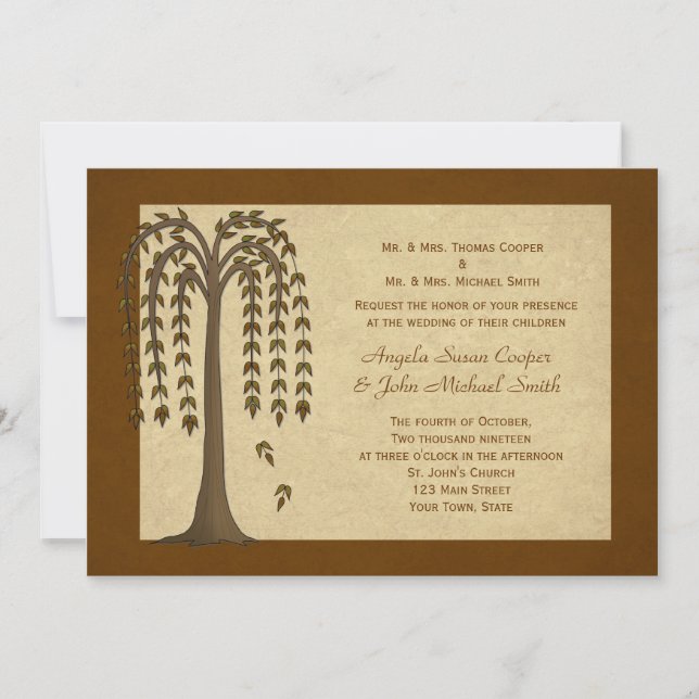 Faire-part de mariage d'arbre généalogique d'autom (Devant)