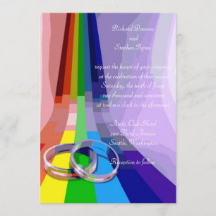 Faire-part de mariage d'arc-en-ciel gai et