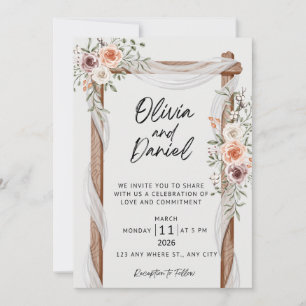 Faire-part de mariage d'arc floral personnalisable
