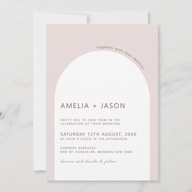 Faire-part de mariage d'arc moderne et minimaliste (Devant)