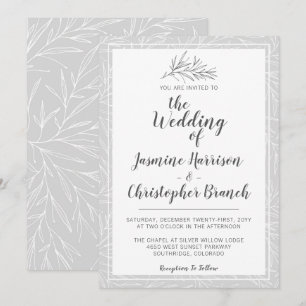 Faire-part de mariage d'argent en feuille végétale