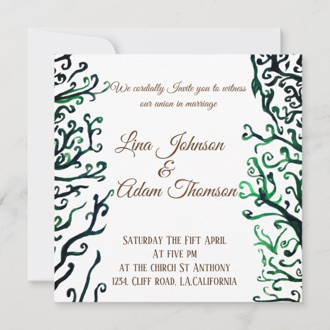 Faire-part de mariage d'art botanique (Devant)