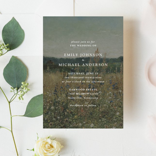 faire-part de mariage d'art de prairie fleur sauva (Créateur téléchargé)