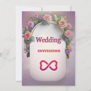 Faire-part de mariage d'art floral rose