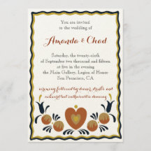 Faire-part de mariage d'art populaire