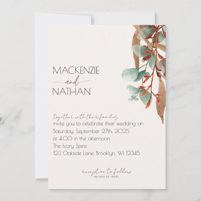 Faire-part de mariage d'automne (Devant)