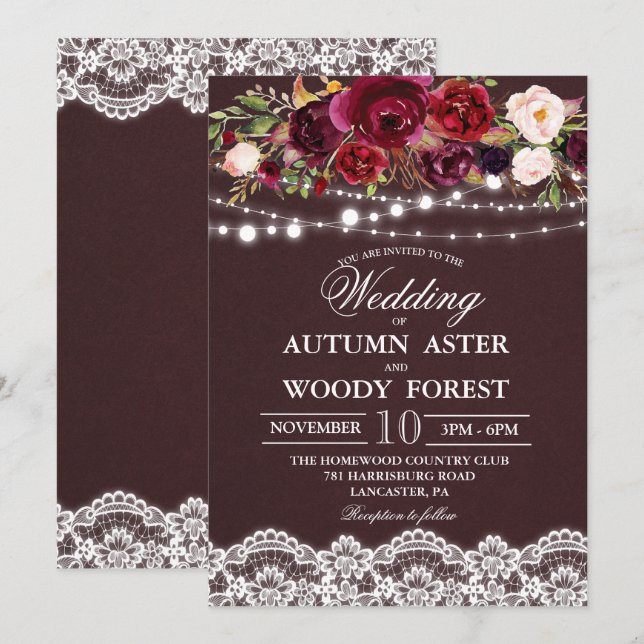 Faire-part de mariage d'automne rustique (Devant / Derrière)