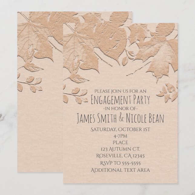Faire-part de mariage d'automne rustique Feuille b (Devant / Derrière)