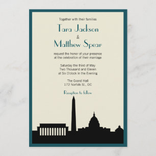 Faire-part de mariage DC Skyline - Turquoise / ivo