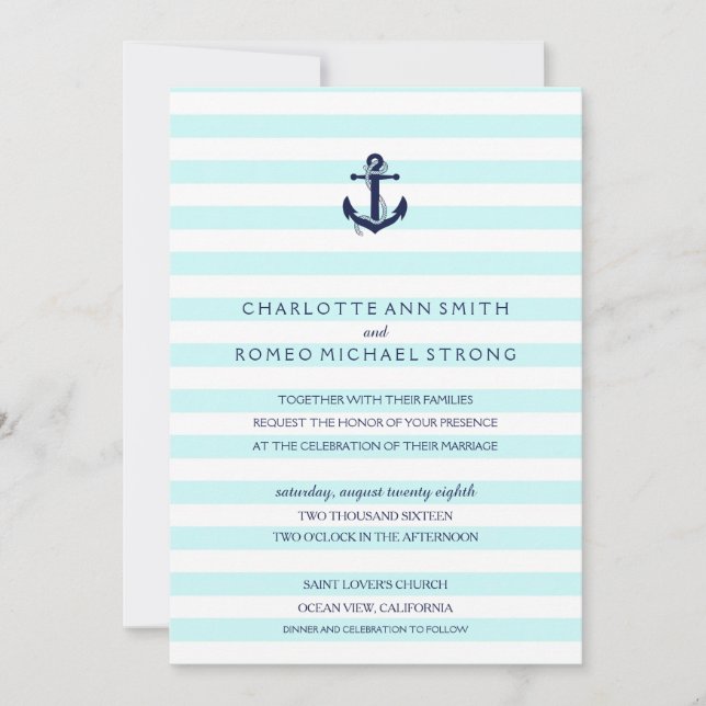 Faire-part de mariage de Ancre marine (Devant)