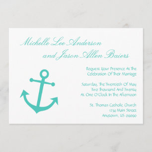 Faire-part de mariage de Ancre nautique (Turquoise