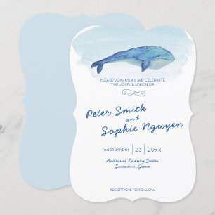 Faire-part de mariage de baleine bleue