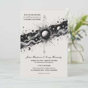 Faire-part de mariage de bande céleste avec détail