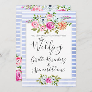 Faire-part de mariage de bande d'aquarelle florale