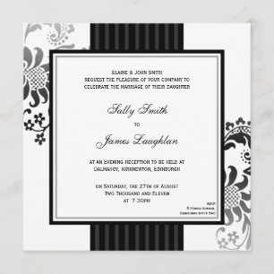 Faire-part de mariage de bande monochrome noir et 