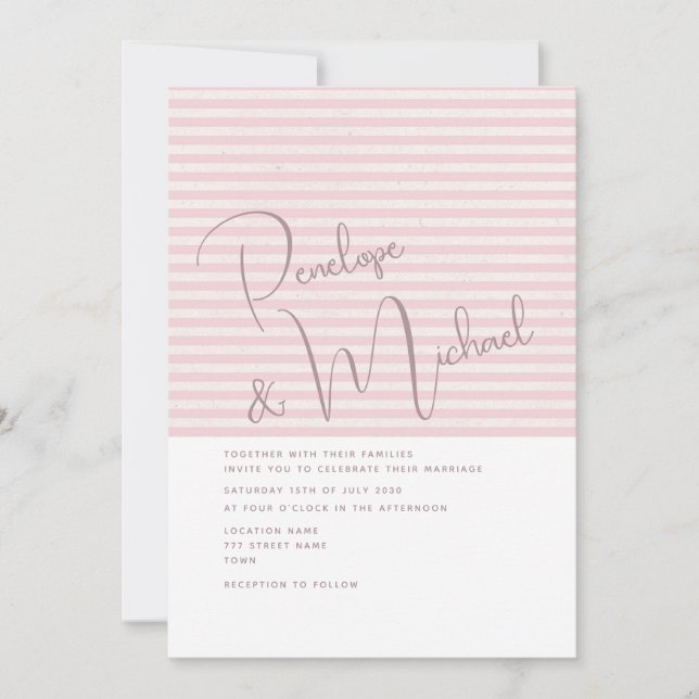 Faire-part de mariage de bande rose minimale (Devant)