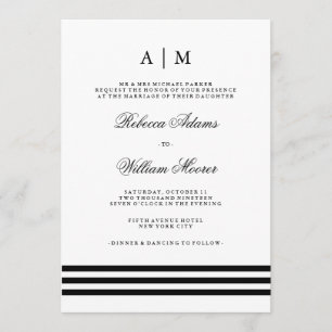 Faire-part de mariage de bandes noires