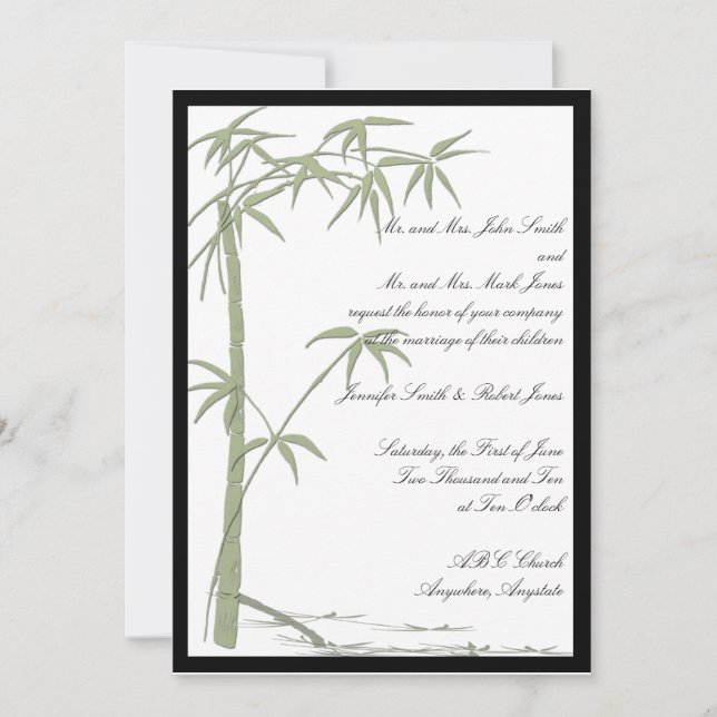 Faire-part de mariage de beauté Bamboo (Devant)
