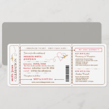 Faire-part de mariage de billet de carte d'embarqu