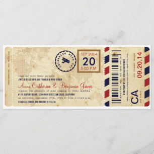 Faire-part de mariage de billet de la carte d'emba